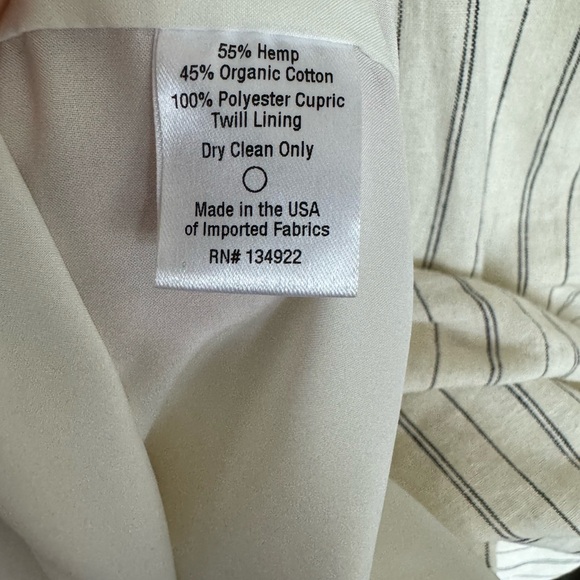 Emerson Fry Jasmine Button Dress. Ivory hemp stripe organic. Size Large. - Picture 8 of 8